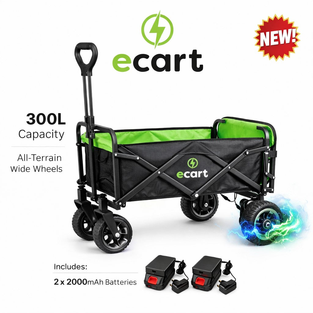 eCart 'Grippy' - Feather Light Electric Camping Trolley / Festival Trolley with x2 Batteries